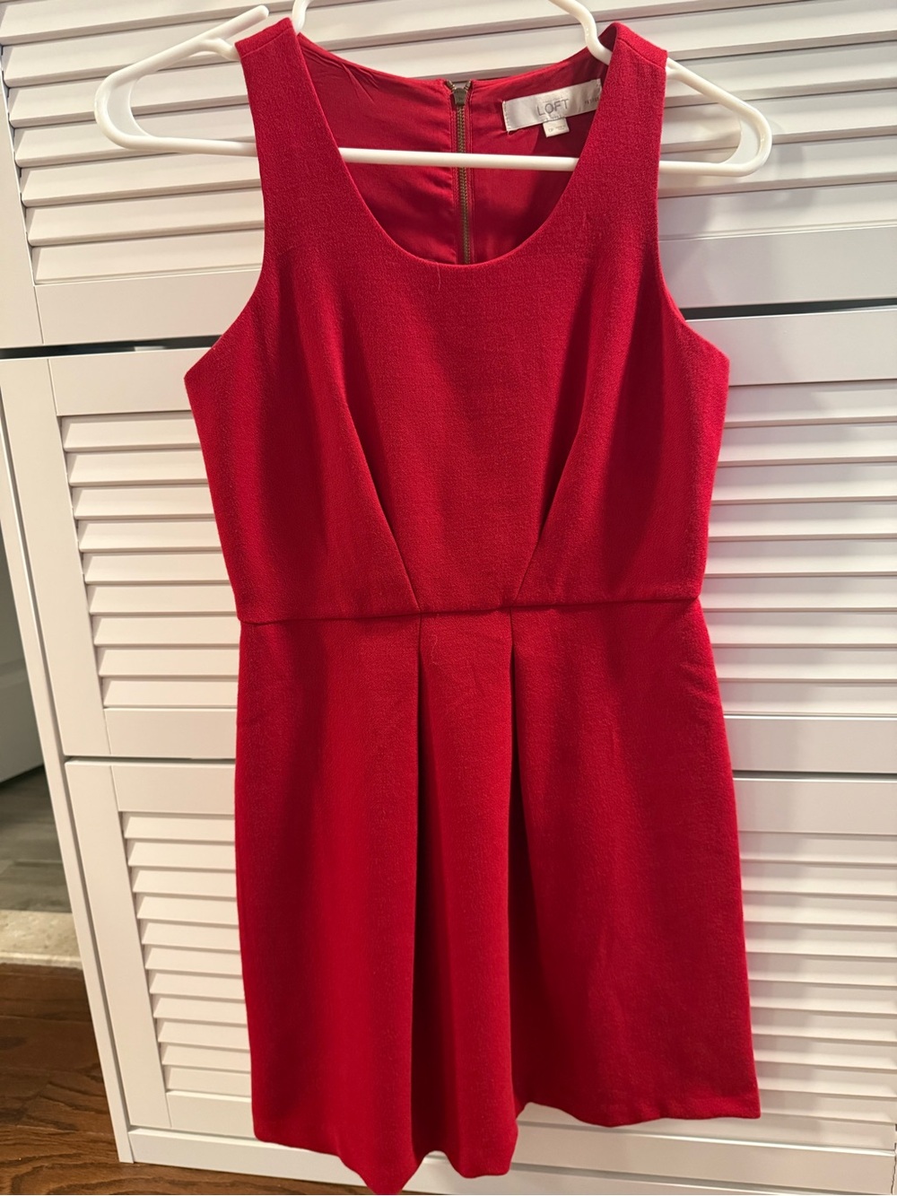 LOFT Bright Red Sleeveless Fit-and-Flare Dress